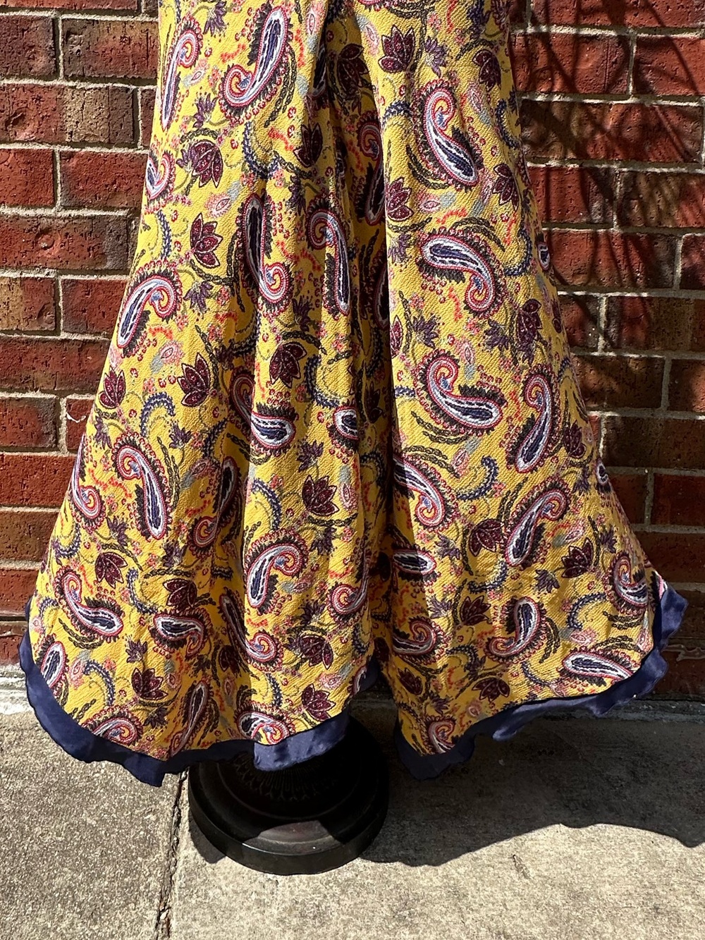 Eva Franco Halter Handkerchief Dress Mustard Paisley Floral MIDI Anthropologie - Picture 9 of 14